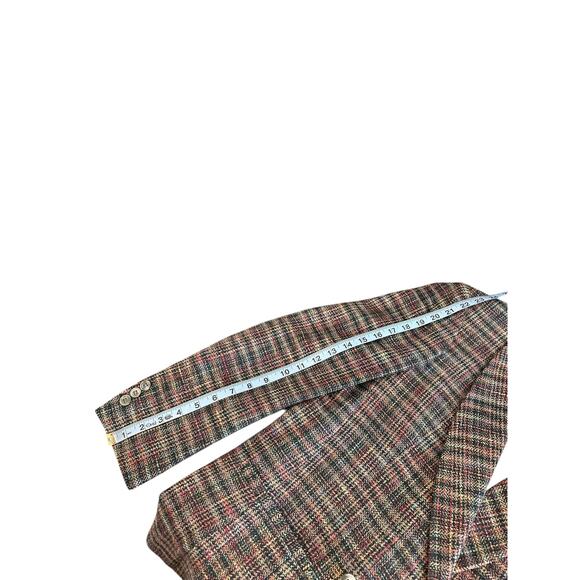 Vintage Plaid Light Academia Preppy Office Work Career Silk Blazer Size 4 - Picture 12 of 13